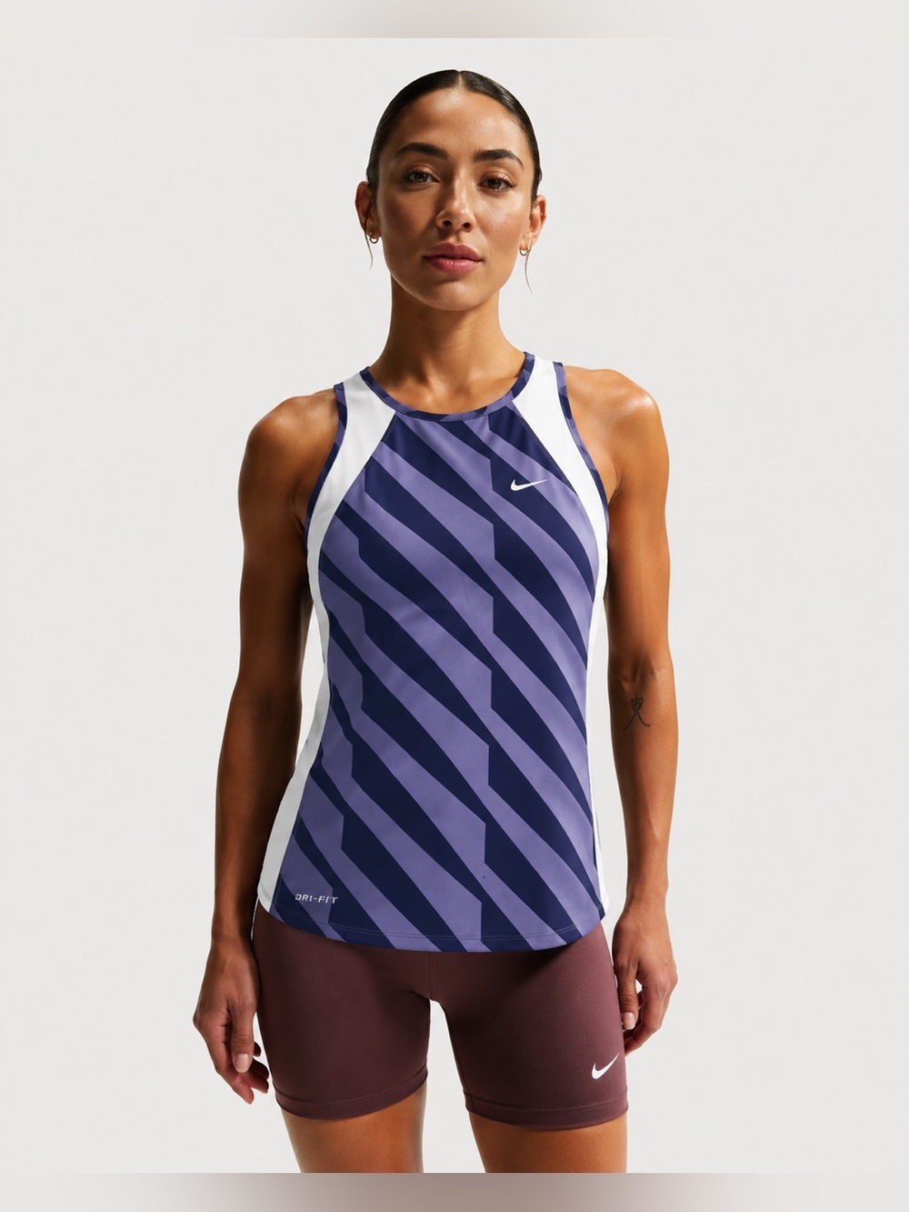 Nike Dri-FIT Slim Fit Purple & White Tank Top Size M